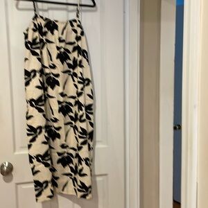 Womens Linen print midi dress